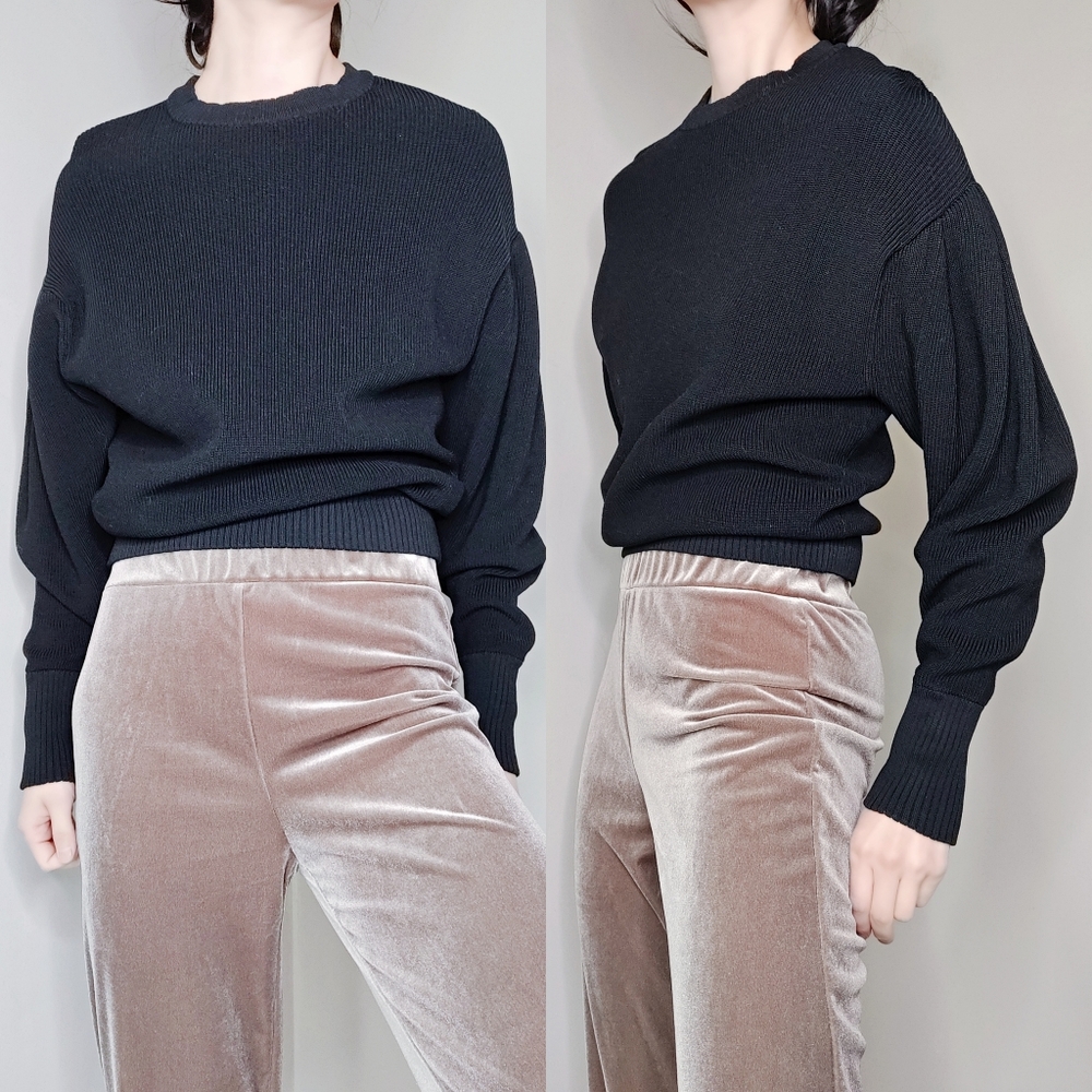 H&M Ribbed Drop Sleeves Black Sweater Size 4